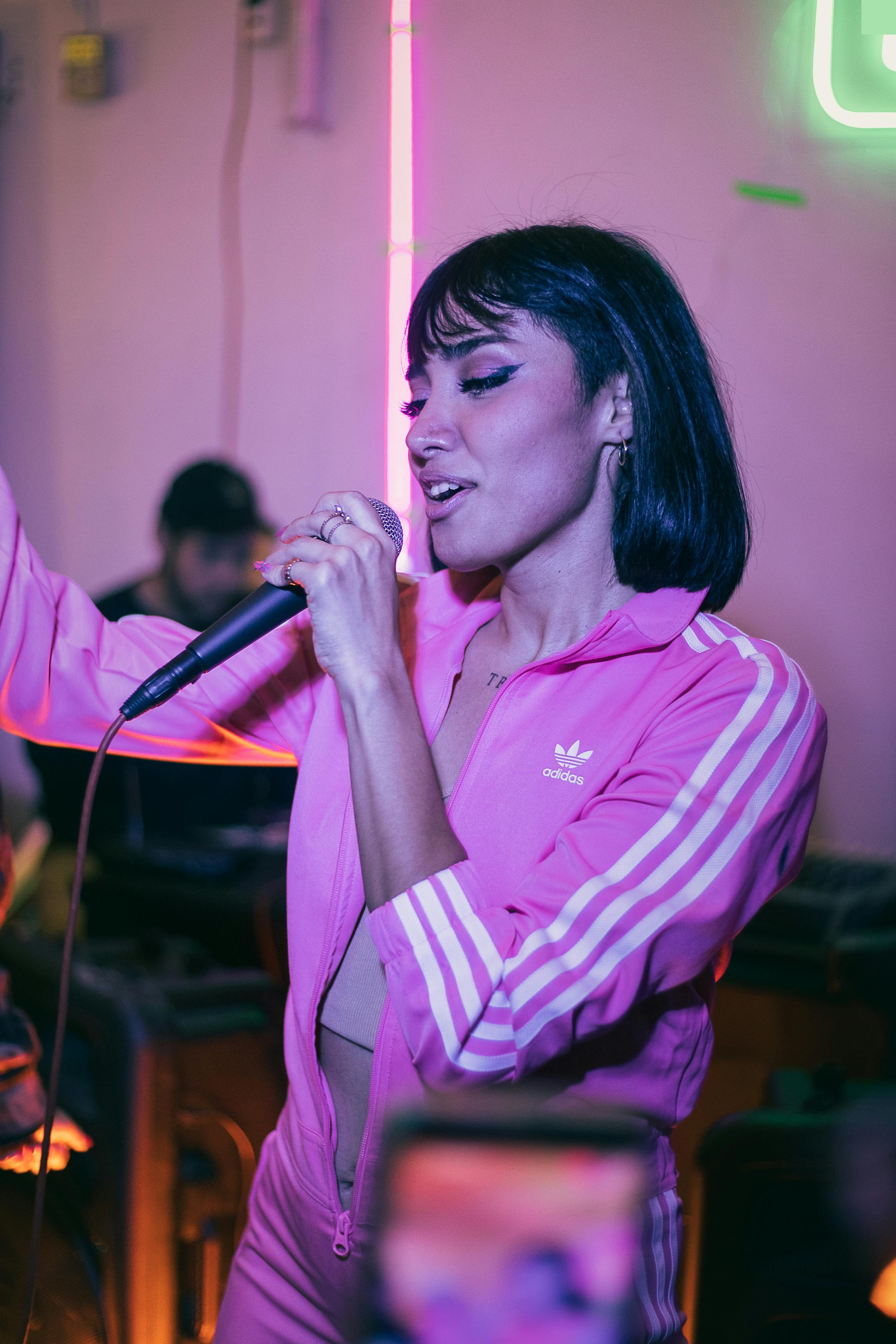 Singer performing