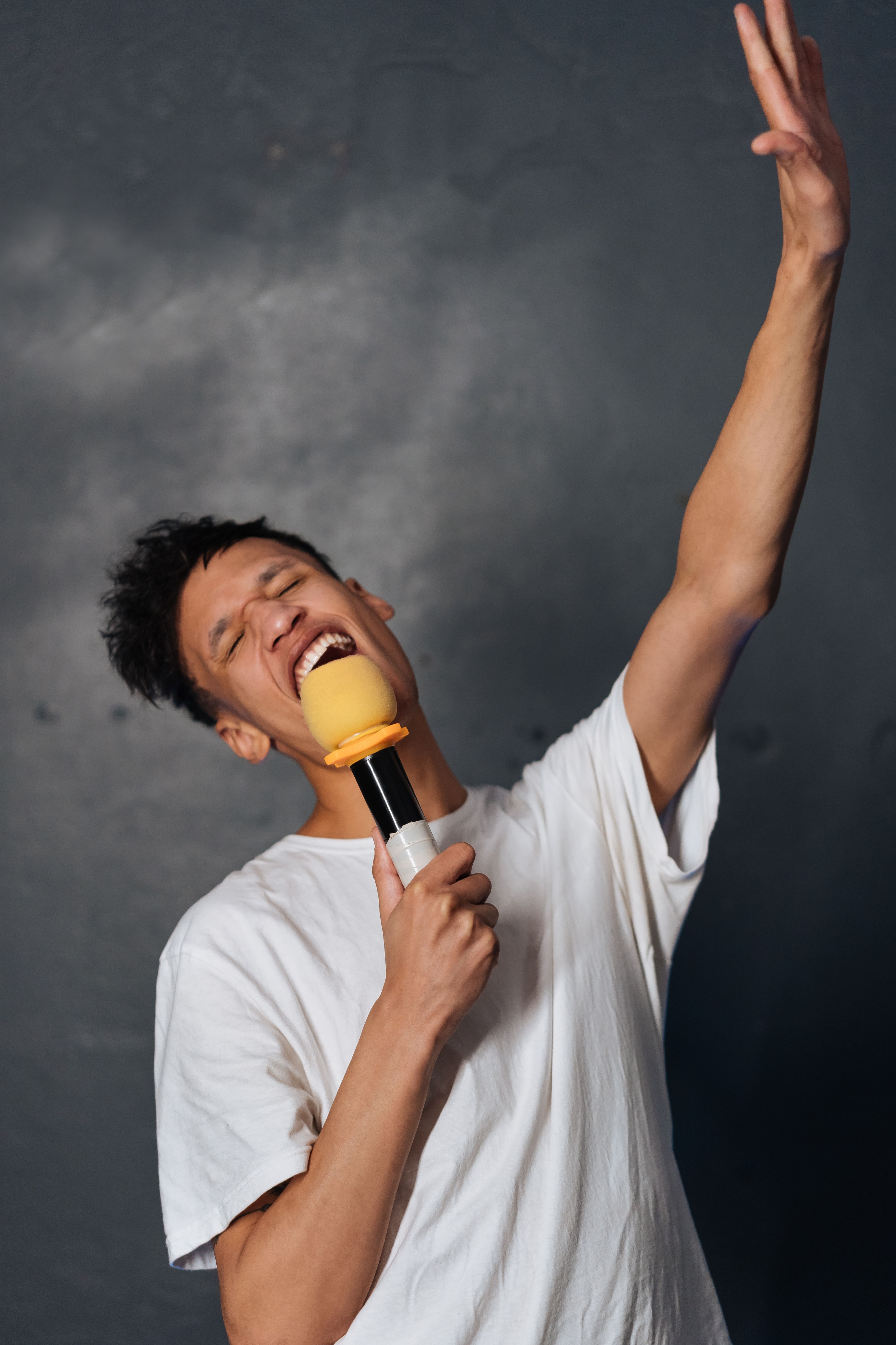Singer with mic